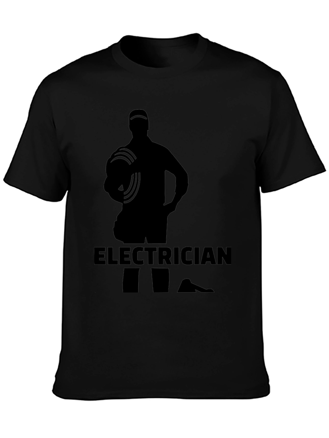 Electrician Silhouette Graphic Black T-Shirt