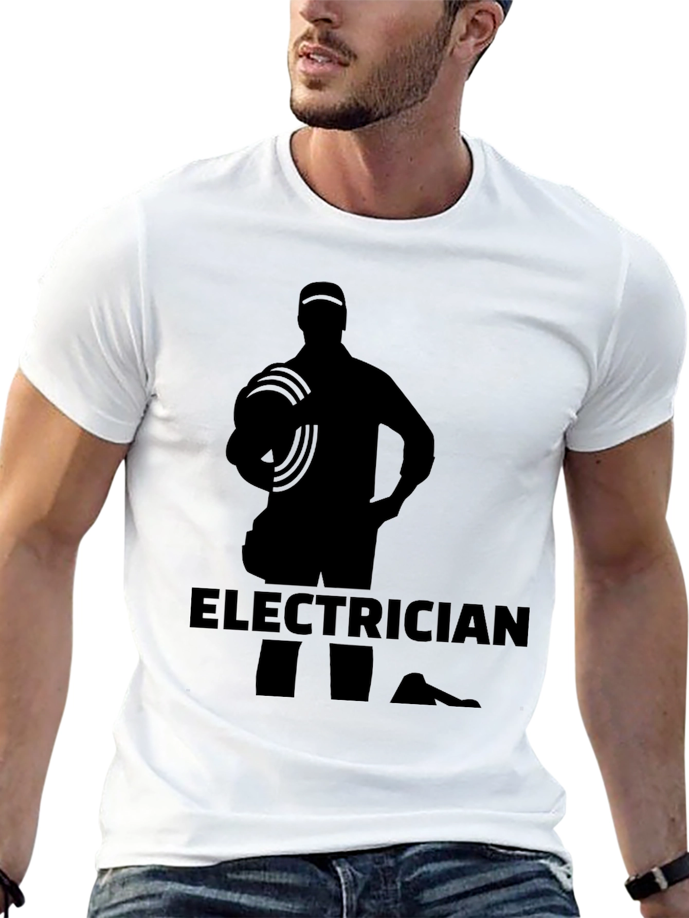Electrician Silhouette Graphic Black T-Shirt