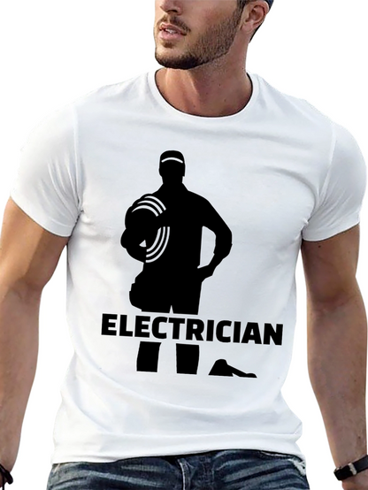 Electrician Silhouette Graphic Black T-Shirt