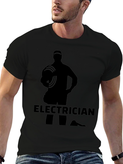 Electrician Silhouette Graphic Black T-Shirt