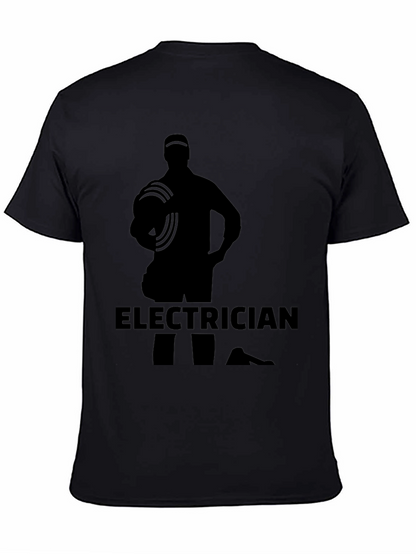 Electrician Silhouette Graphic Black T-Shirt