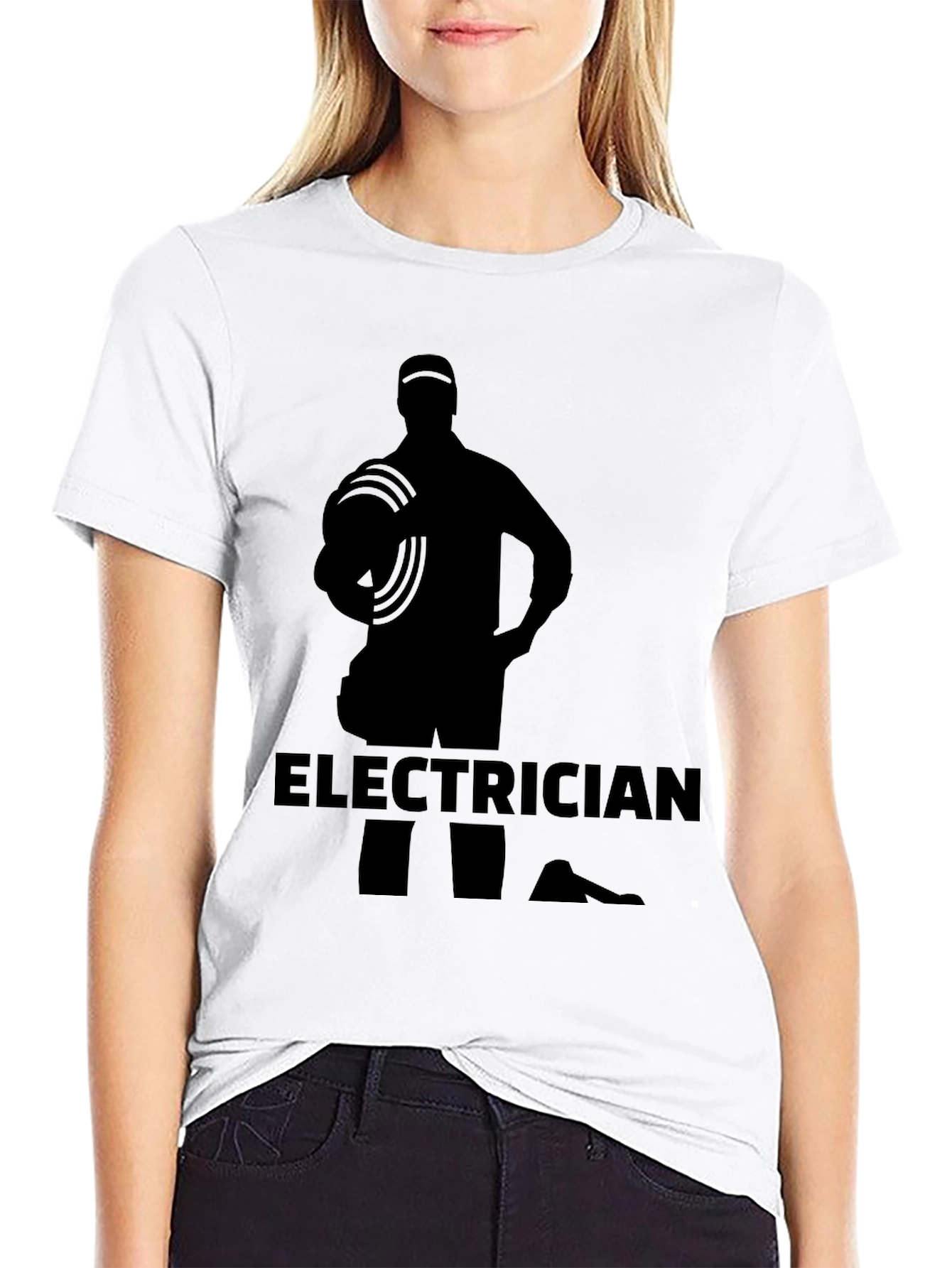 Electrician Silhouette Graphic Black T-Shirt