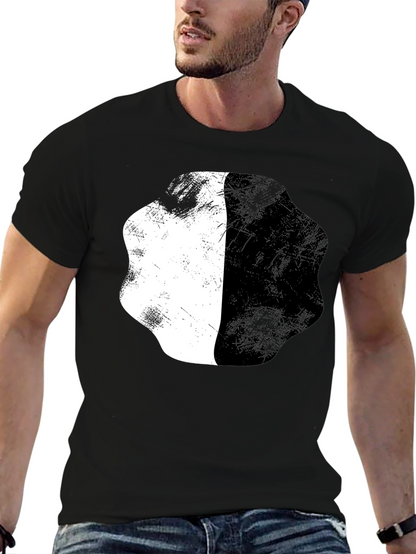 Abstract Half White Half Black Graphic Tee