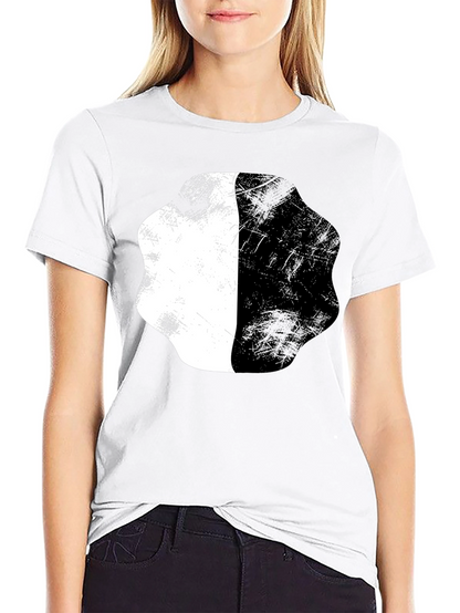 Abstract Half White Half Black Graphic Tee
