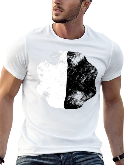 Abstract Half White Half Black Graphic Tee