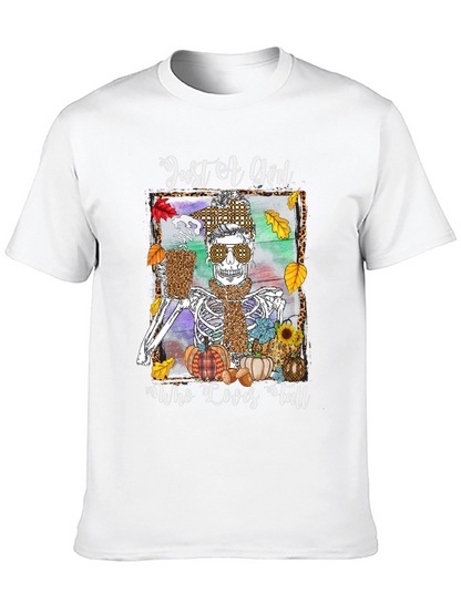 Just A Girl Who Loves Fall Skeleton T-Shirt