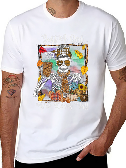Just A Girl Who Loves Fall Skeleton T-Shirt