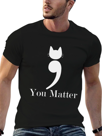Cat Semicolon You Matter Graphic T-Shirt