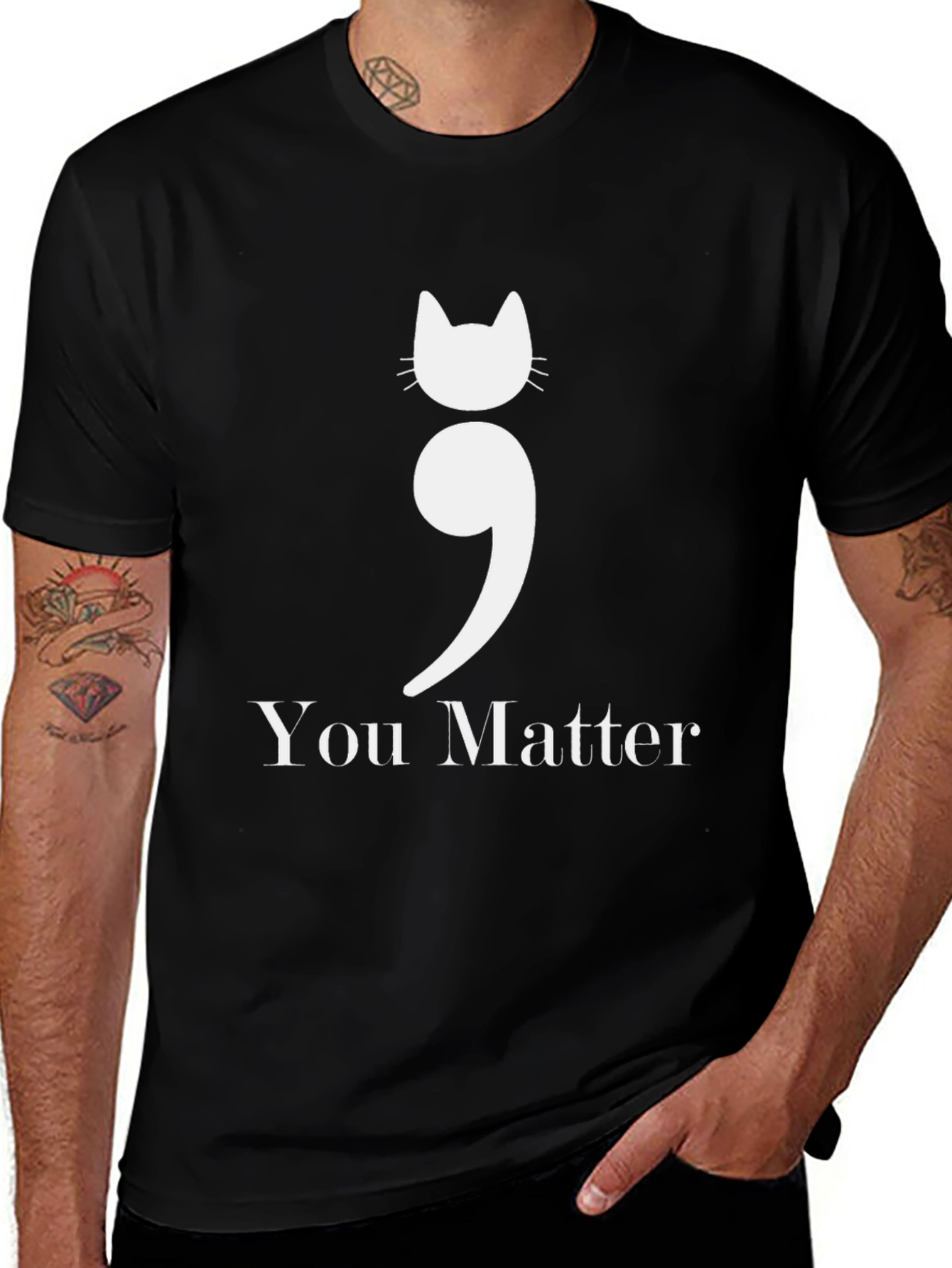 Cat Semicolon You Matter Graphic T-Shirt