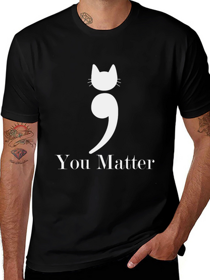 Cat Semicolon You Matter Graphic T-Shirt