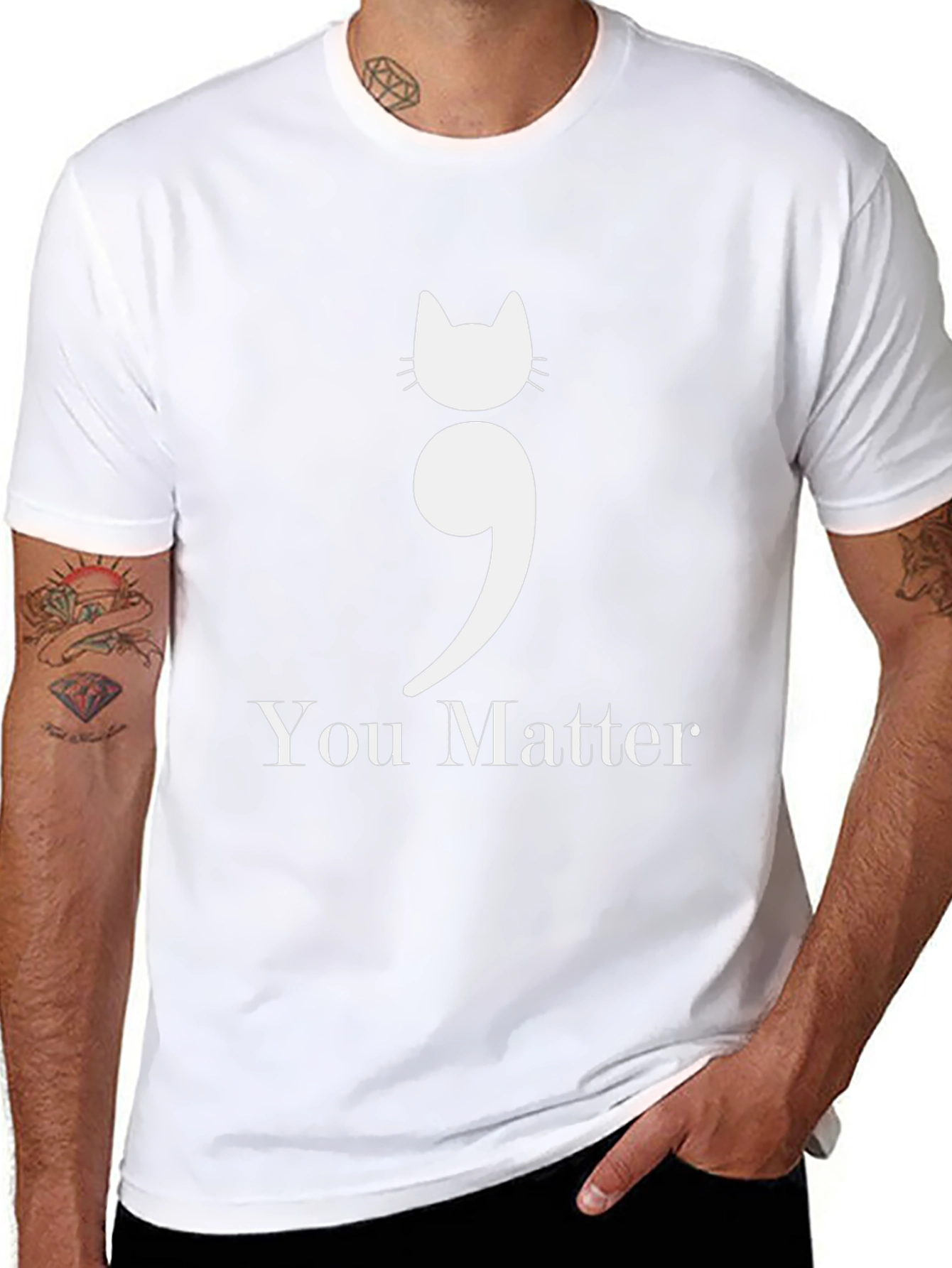 Cat Semicolon You Matter Graphic T-Shirt