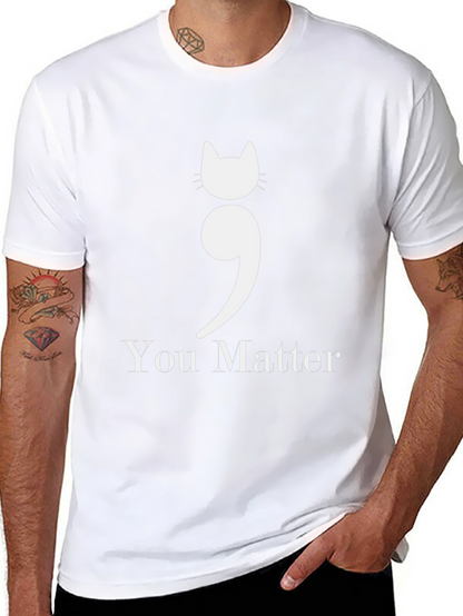 Cat Semicolon You Matter Graphic T-Shirt
