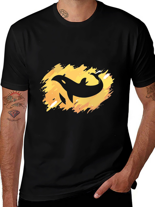 Orca Whale Graphic Tee - Black Cotton T-Shirt