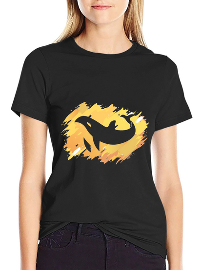Orca Whale Graphic Tee - Black Cotton T-Shirt