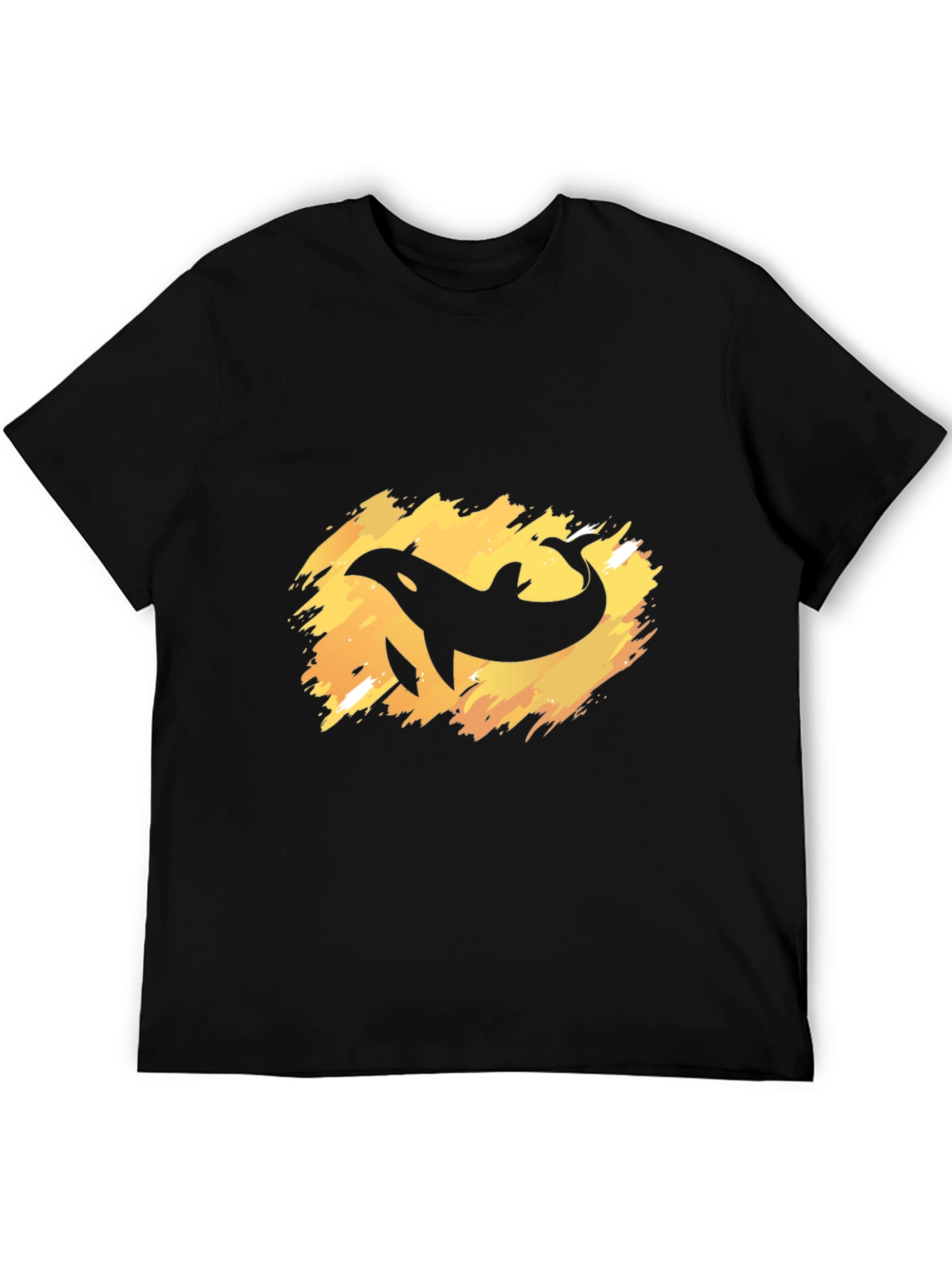 Orca Whale Graphic Tee - Black Cotton T-Shirt