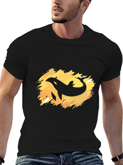Orca Whale Graphic Tee - Black Cotton T-Shirt