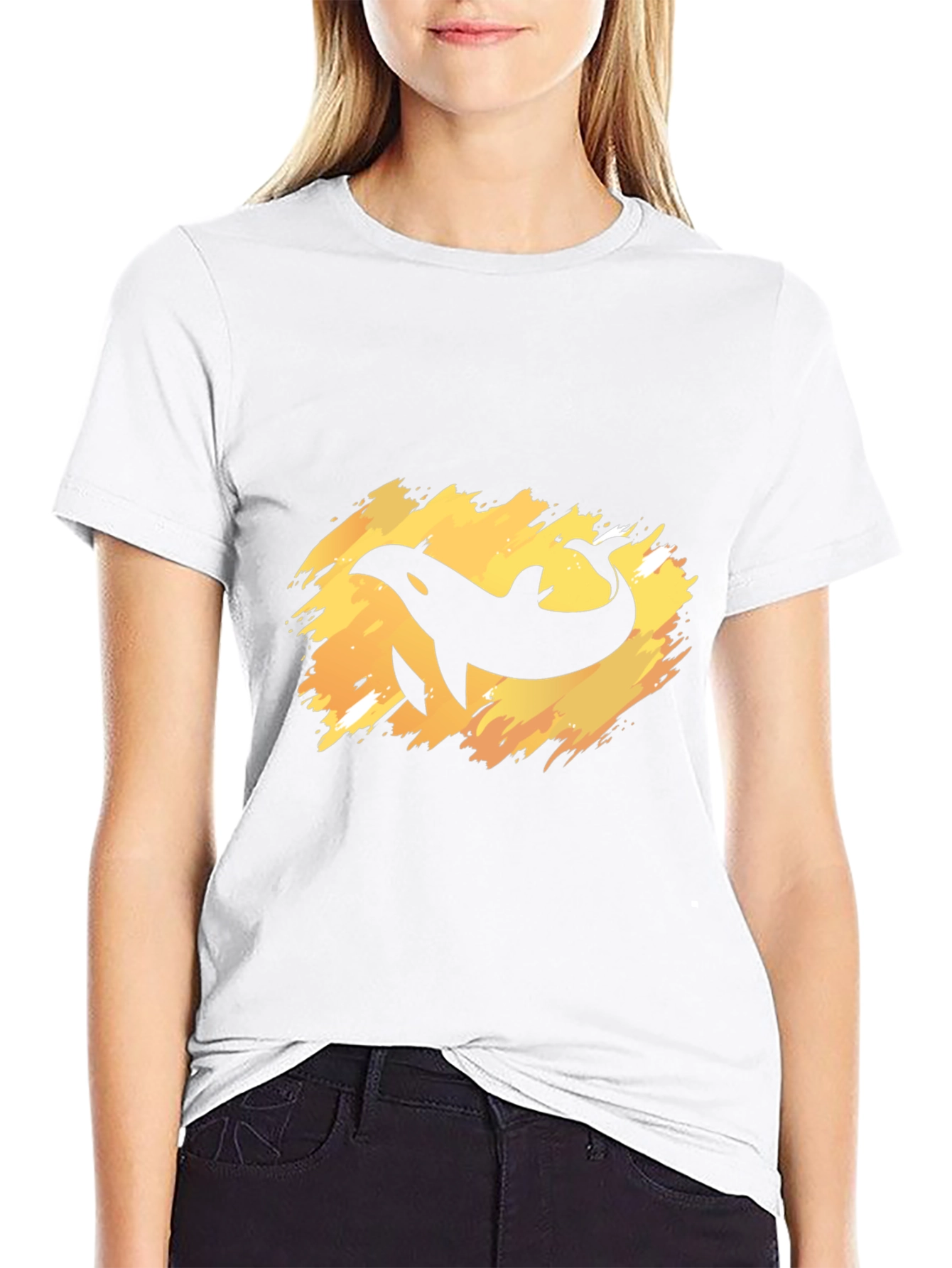 Orca Whale Graphic Tee - Black Cotton T-Shirt
