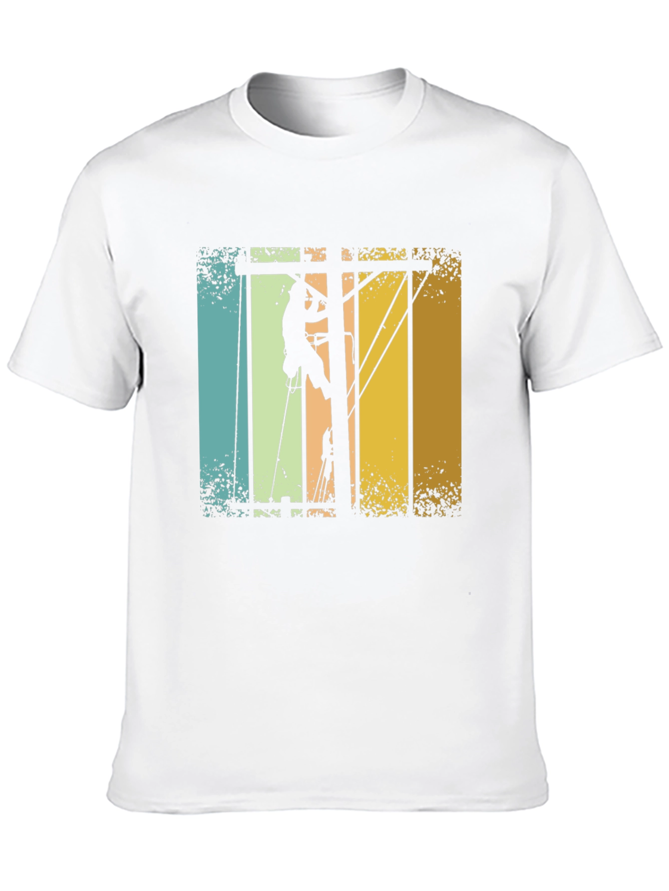 Lineman Retro T-Shirt - Electrician Climbing Pole Tee