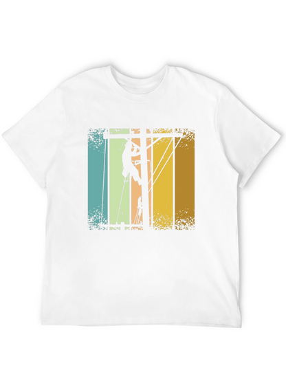 Lineman Retro T-Shirt - Electrician Climbing Pole Tee