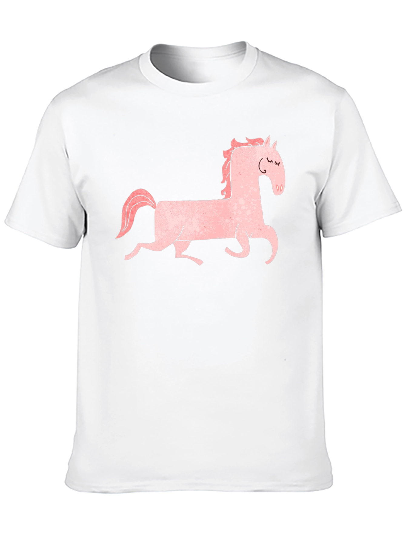 Pink Horse Graphic Tee - Black Cotton Shirt