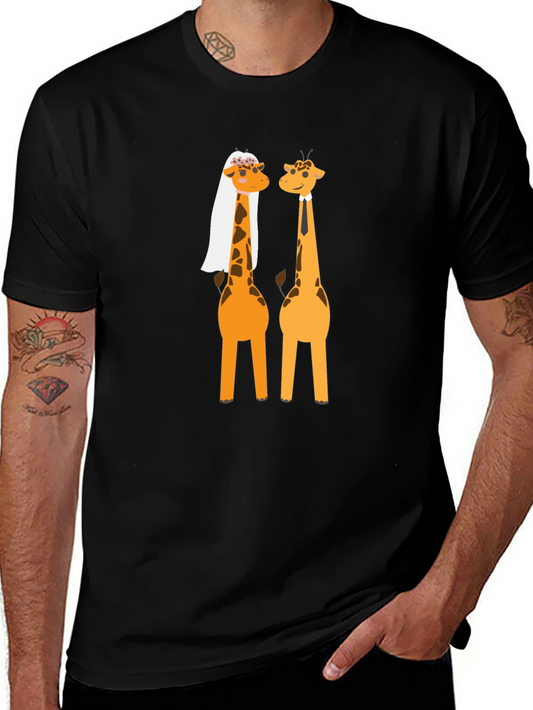 Funny Giraffe Wedding Graphic T-Shirt
