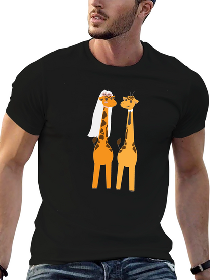 Funny Giraffe Wedding Graphic T-Shirt