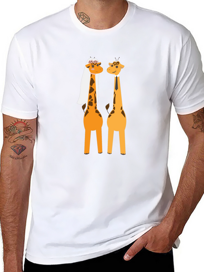 Funny Giraffe Wedding Graphic T-Shirt