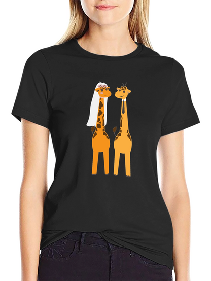 Funny Giraffe Wedding Graphic T-Shirt