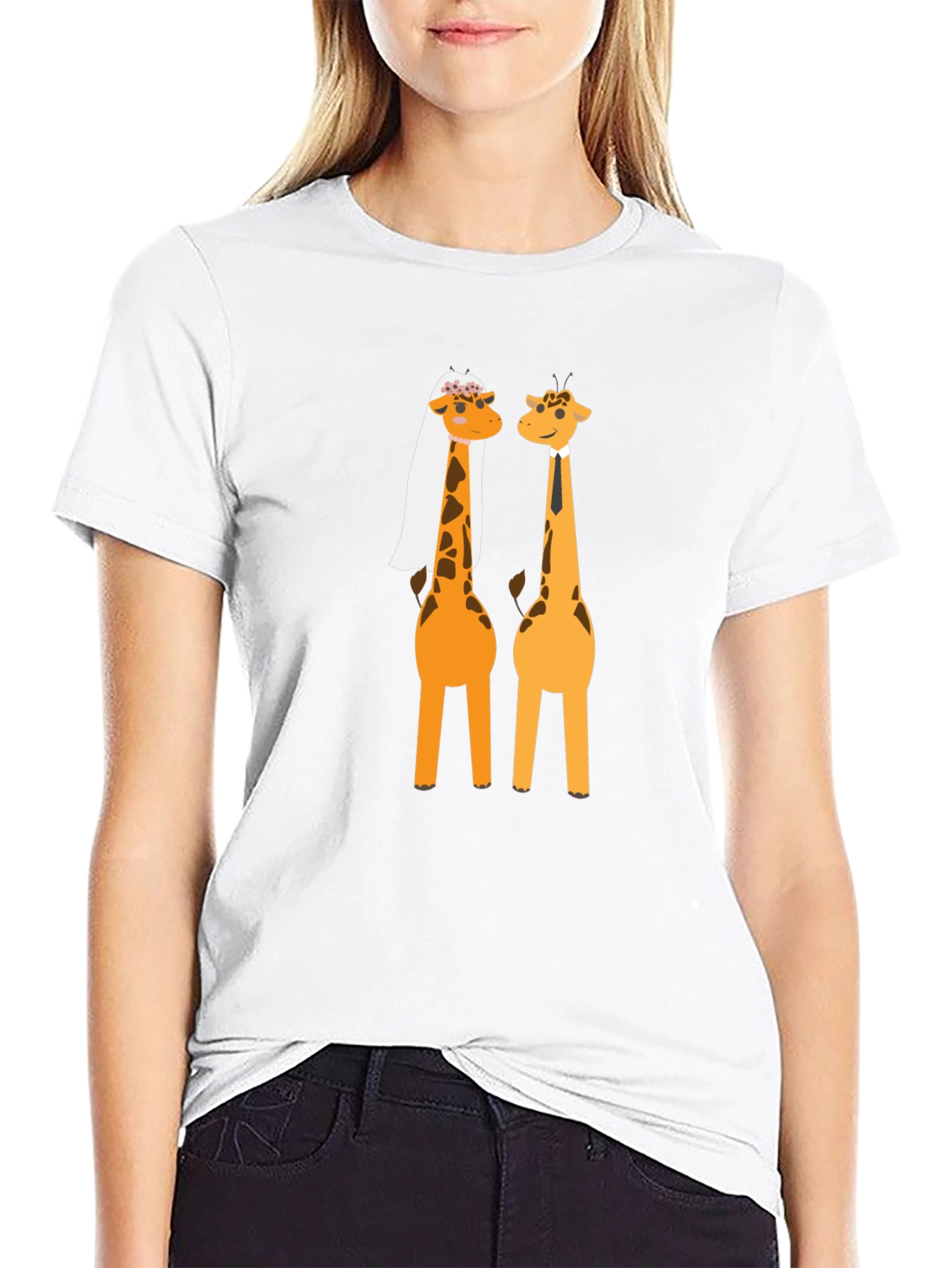 Funny Giraffe Wedding Graphic T-Shirt