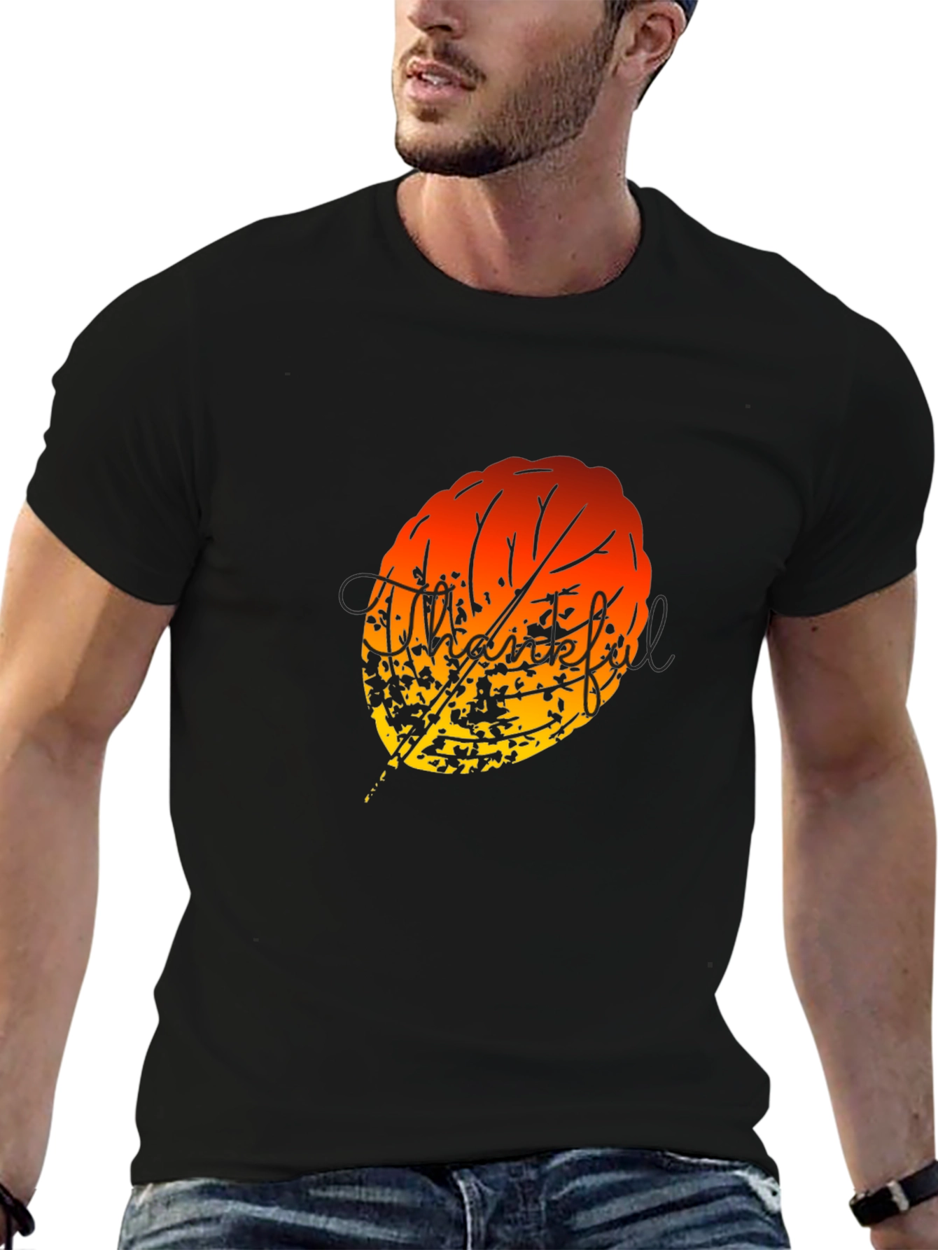 Abstract Autumn Leaf Graphic T-Shirt