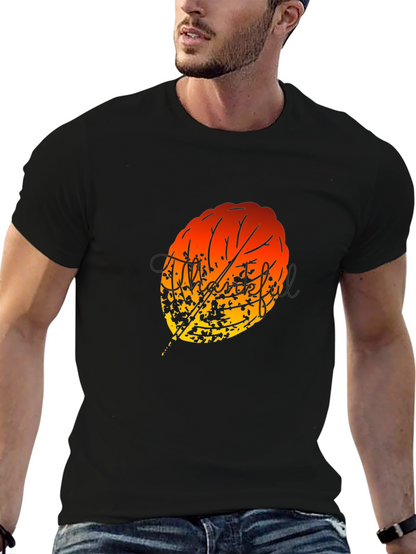 Abstract Autumn Leaf Graphic T-Shirt