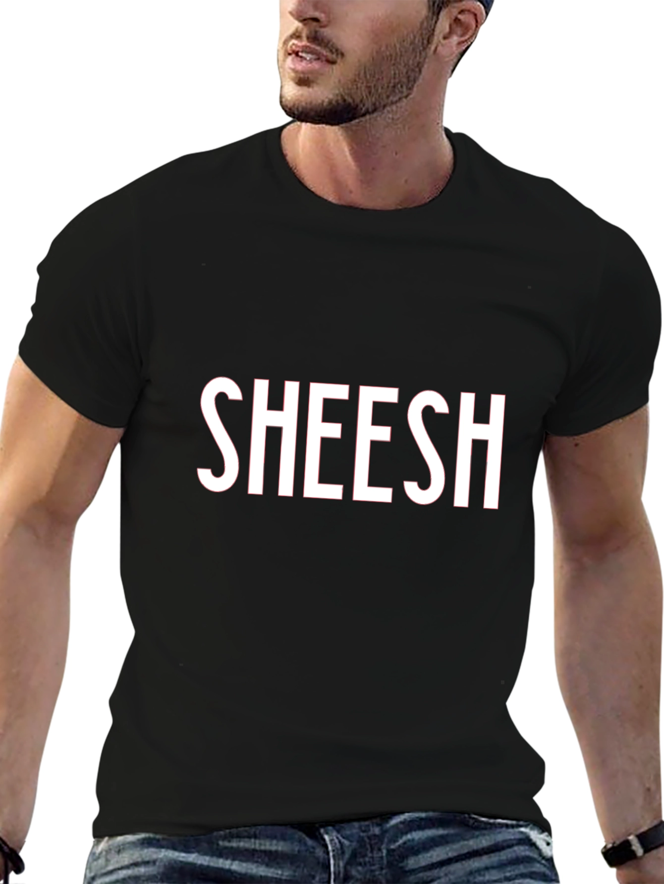 Sheesh Graphic Tee - Trendy Black T-Shirt