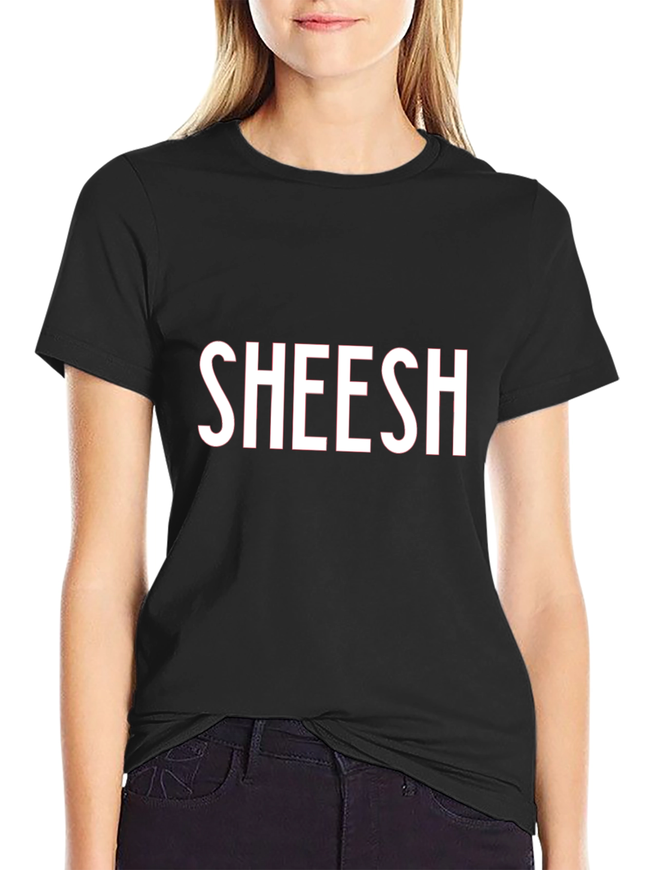 Sheesh Graphic Tee - Trendy Black T-Shirt