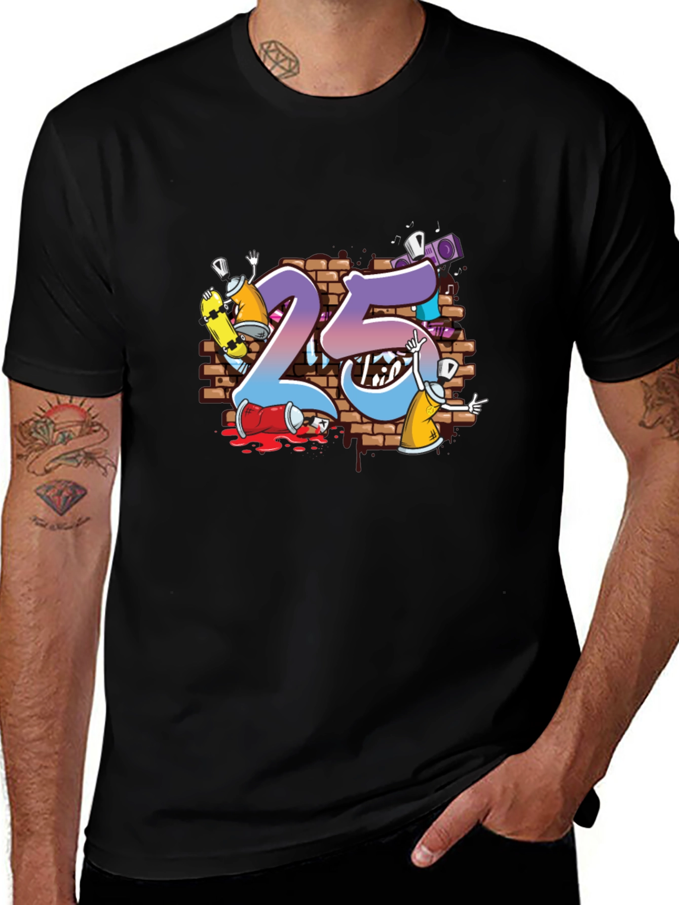 Cool Graffiti Art 25th Birthday T-Shirt