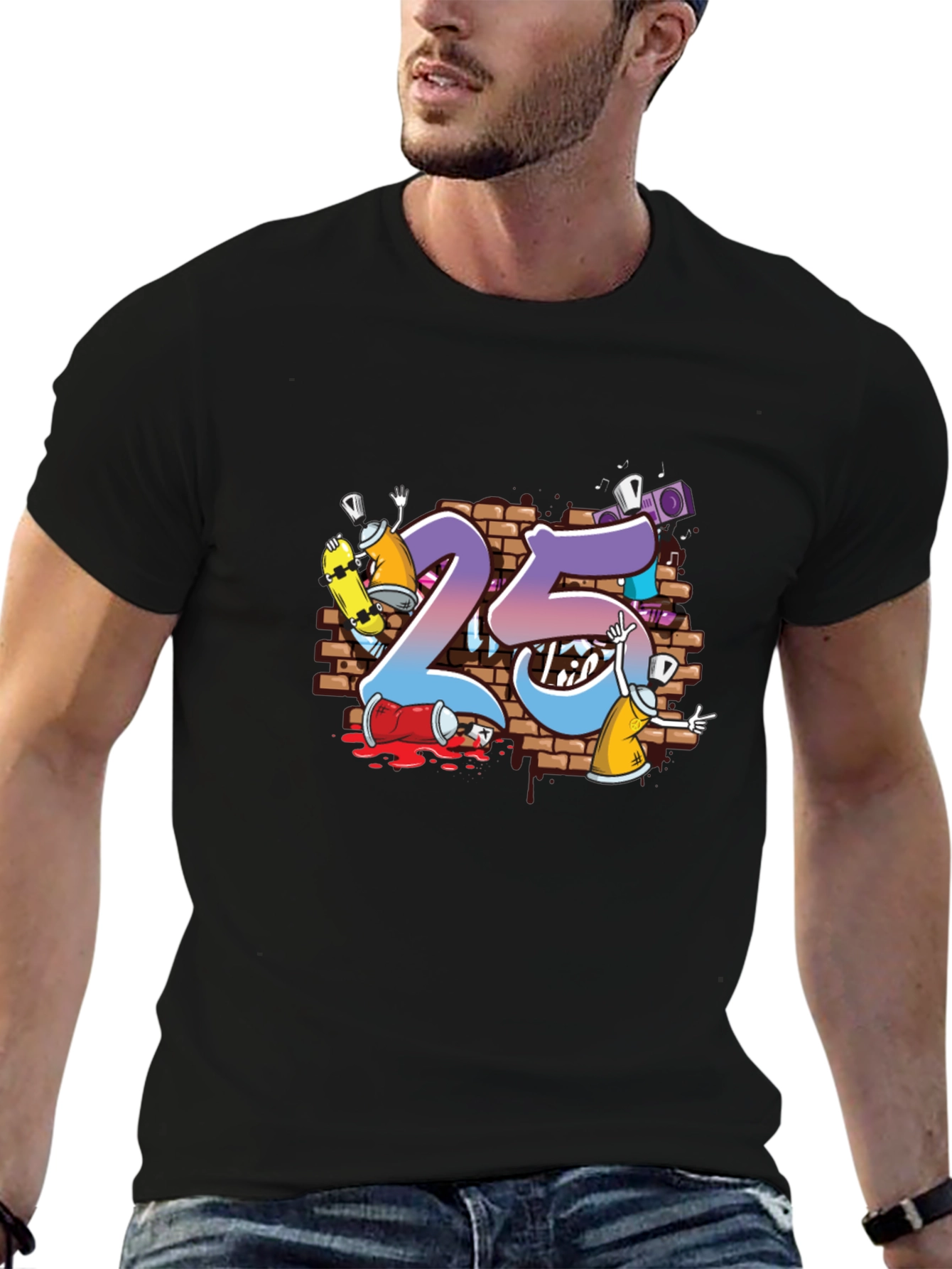Cool Graffiti Art 25th Birthday T-Shirt