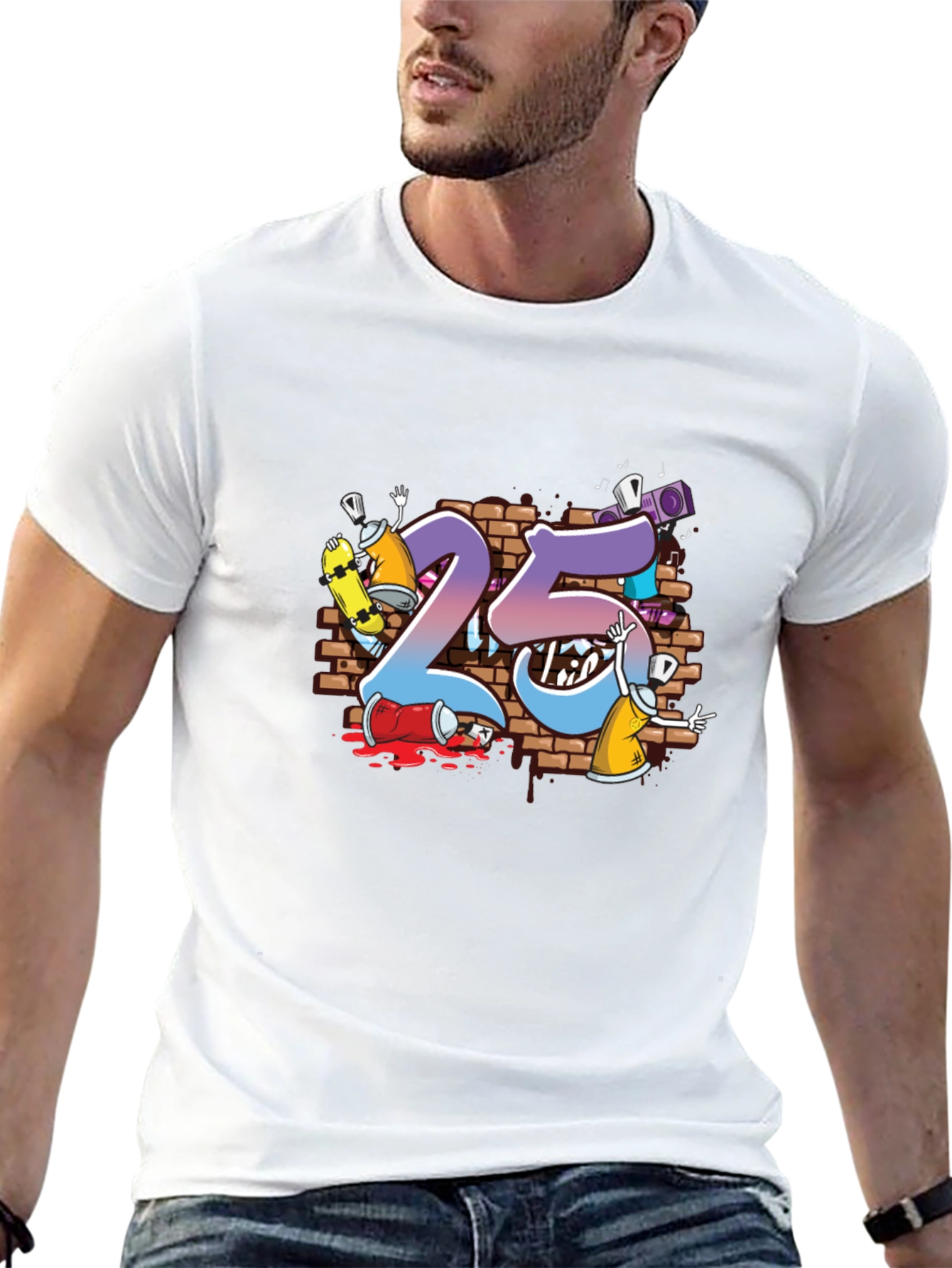 Cool Graffiti Art 25th Birthday T-Shirt