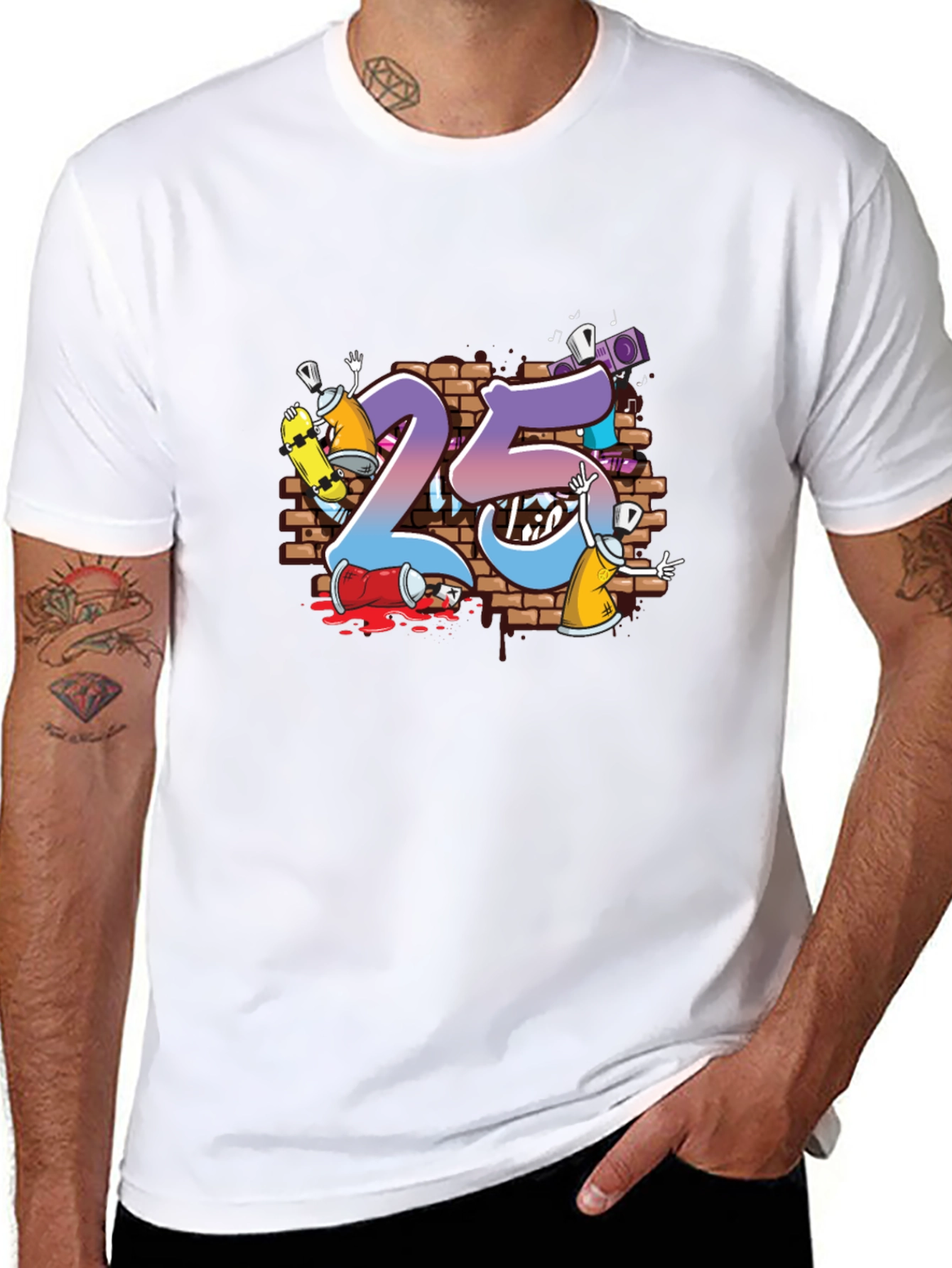 Cool Graffiti Art 25th Birthday T-Shirt