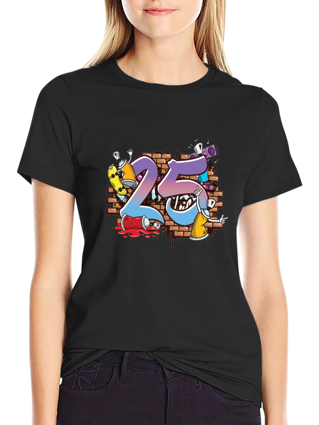 Cool Graffiti Art 25th Birthday T-Shirt
