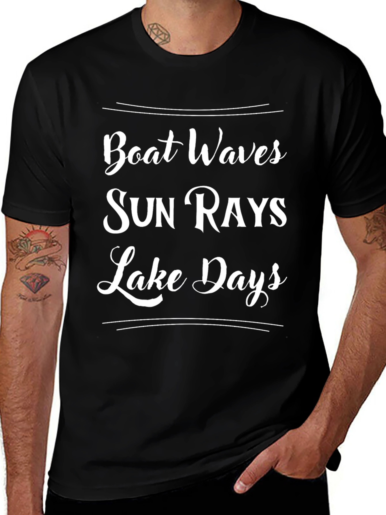 Boat Waves Sun Rays Lake Days Graphic T-Shirt