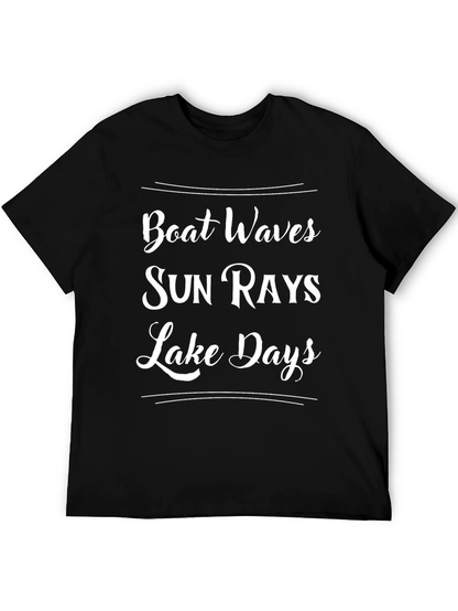 Boat Waves Sun Rays Lake Days Graphic T-Shirt