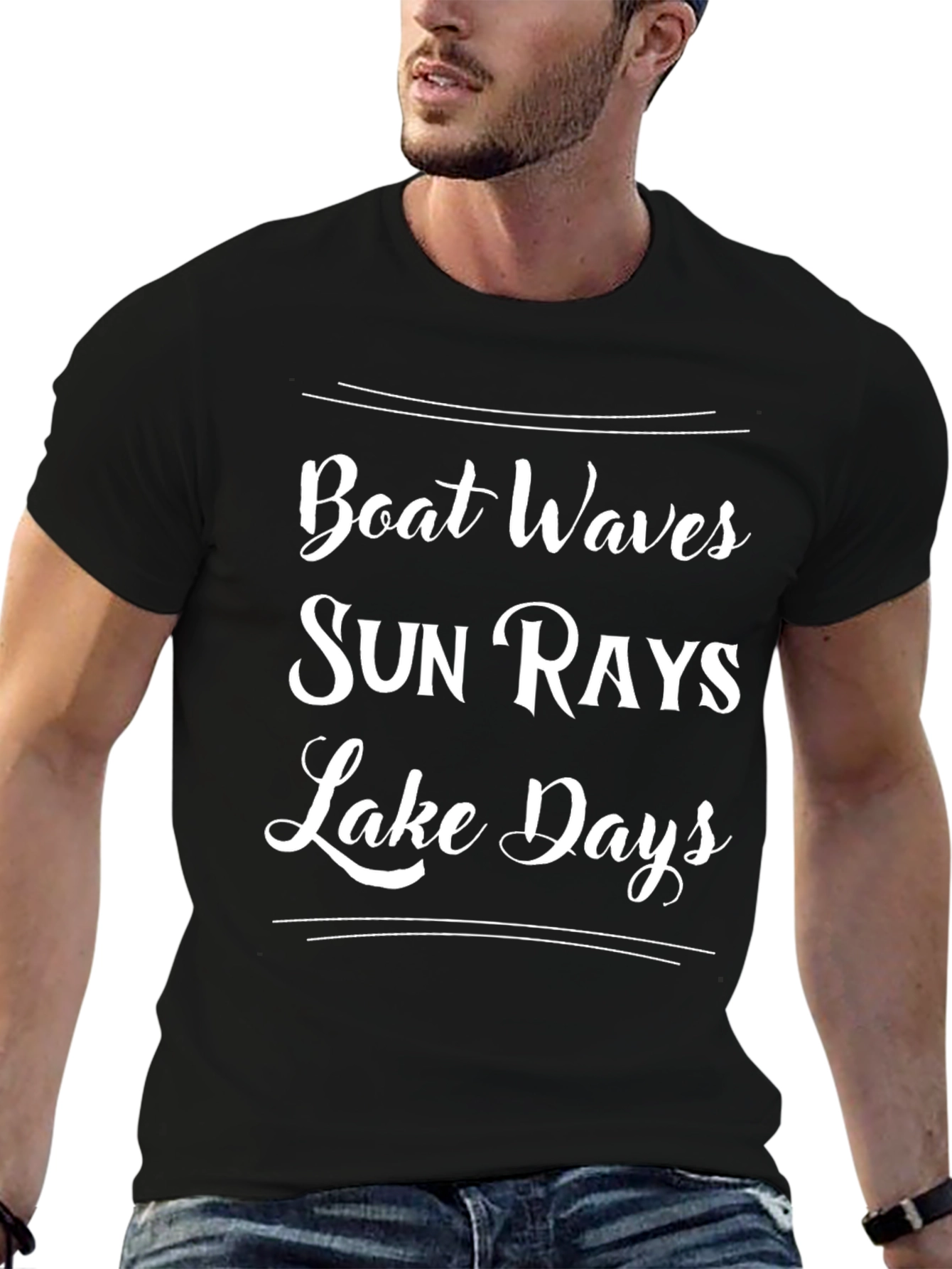 Boat Waves Sun Rays Lake Days Graphic T-Shirt