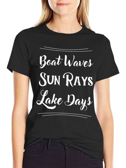 Boat Waves Sun Rays Lake Days Graphic T-Shirt