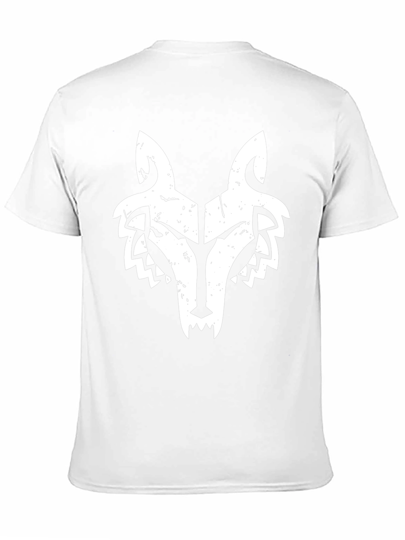 Mens Black T-Shirt with White Wolf Graphic