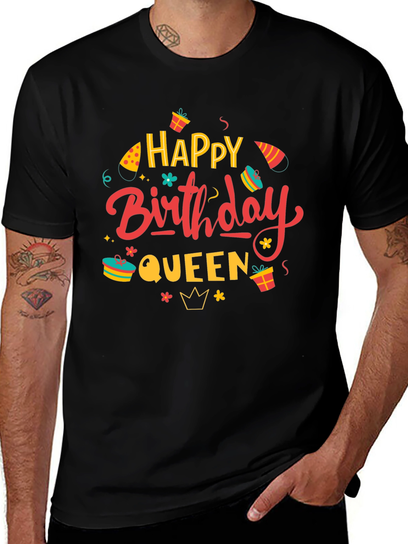 Happy Birthday Queen Black Graphic Tee
