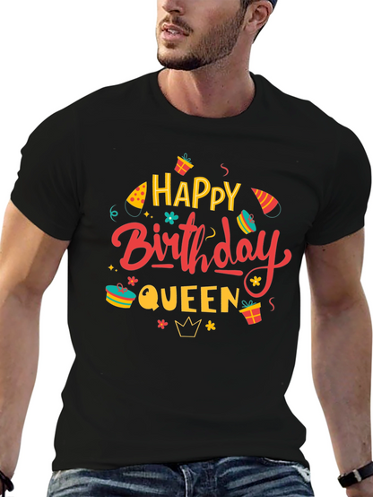 Happy Birthday Queen Black Graphic Tee
