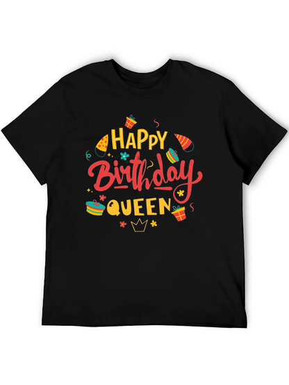 Happy Birthday Queen Black Graphic Tee