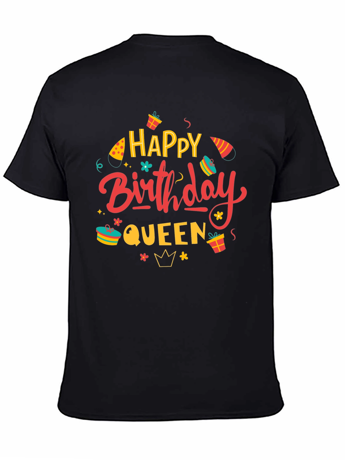 Happy Birthday Queen Black Graphic Tee