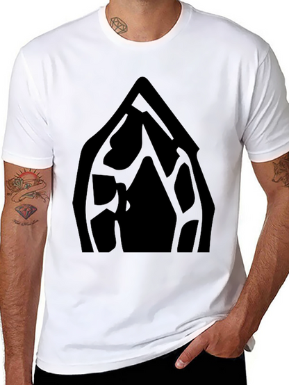 Black Graphic Tee - Abstract Window Design