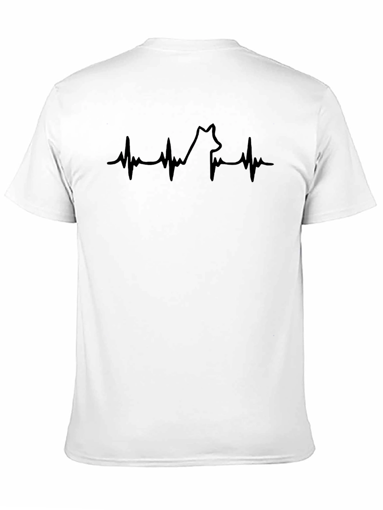 Mens Black T-Shirt - Wolf Heartbeat Graphic Tee