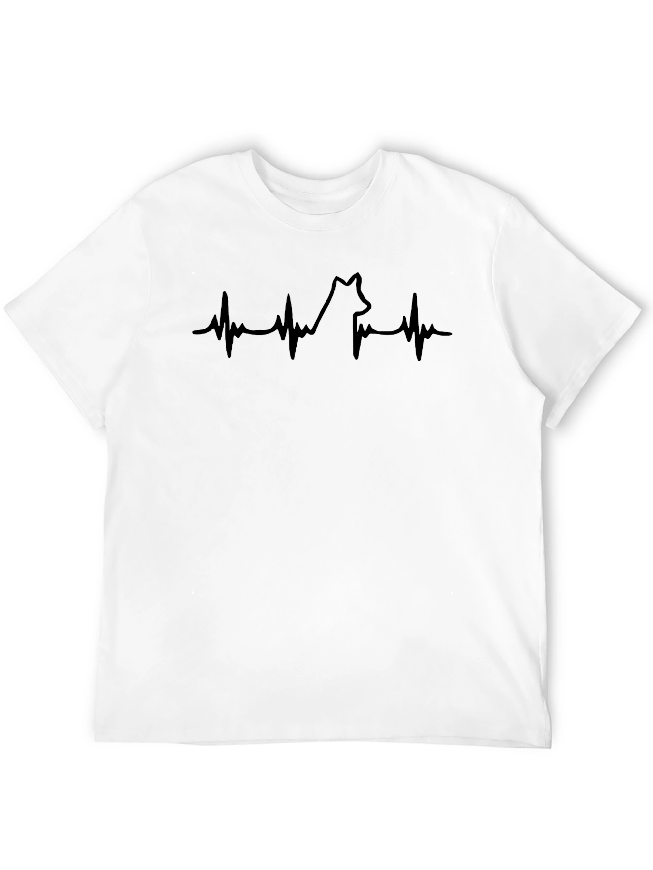 Mens Black T-Shirt - Wolf Heartbeat Graphic Tee